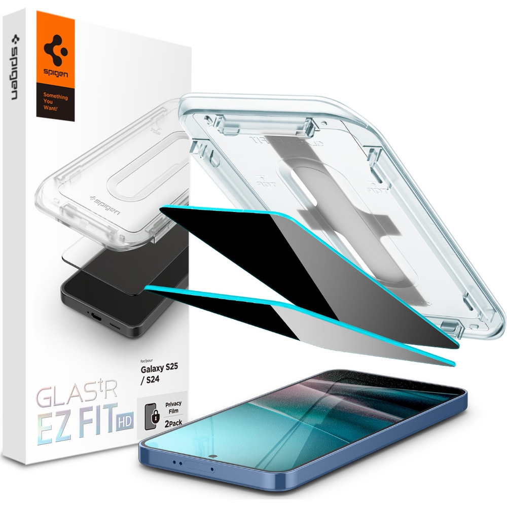 Szkło do etui + Aplikator Spigen Glas.tR Privacy EZ Fit 2-Pack do Galaxy S24 / S25 
